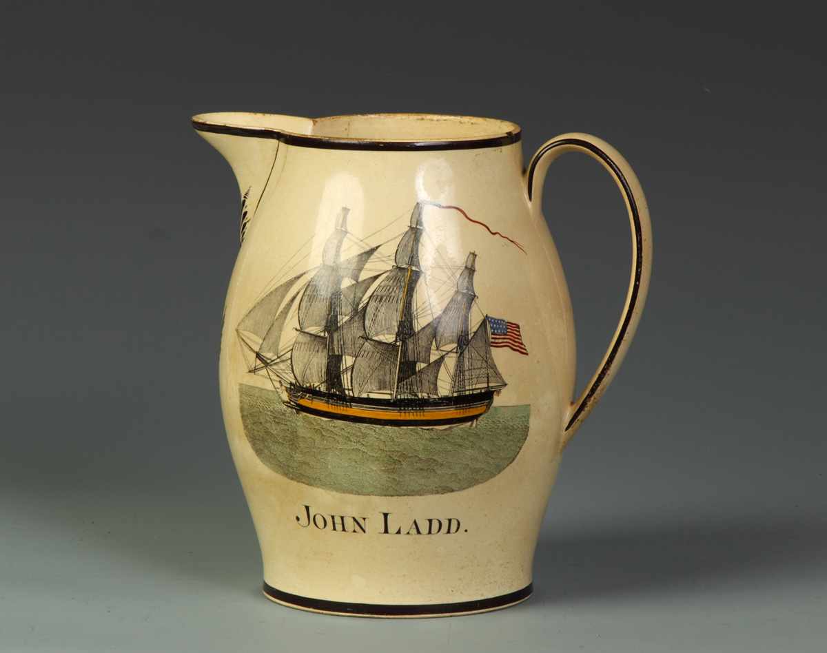 Appraisal: John Ladd Liverpool Pitcher Masted Ship ''John Ladd'' American flag