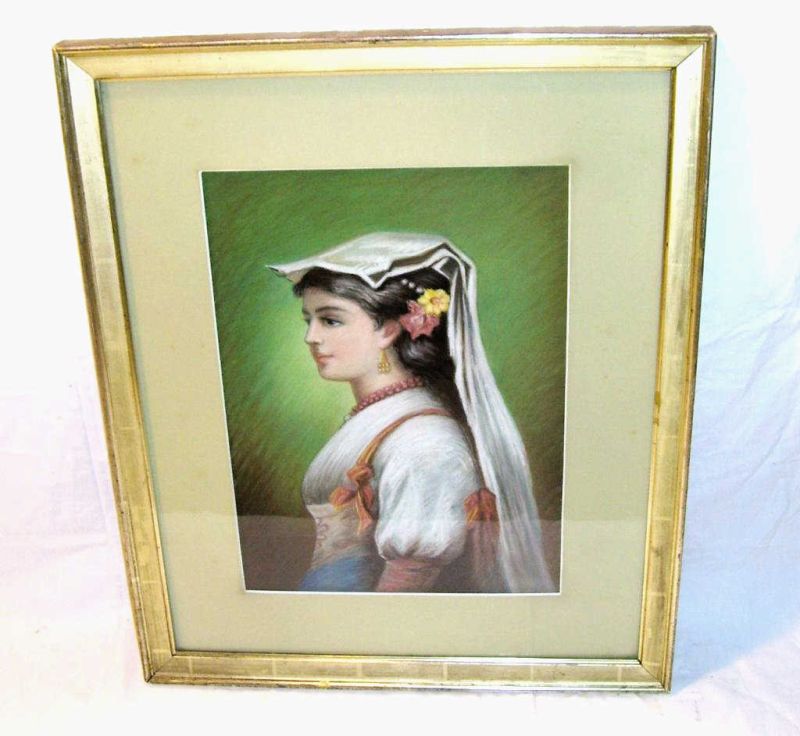 Appraisal: Lady in White by Emma Chadwick Pastel portrait of a