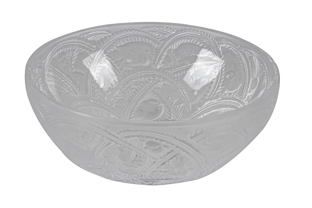 Appraisal: LALIQUE CLEAR FROSTED GLASS PINSONS BOWLsigned to underside Lalique France