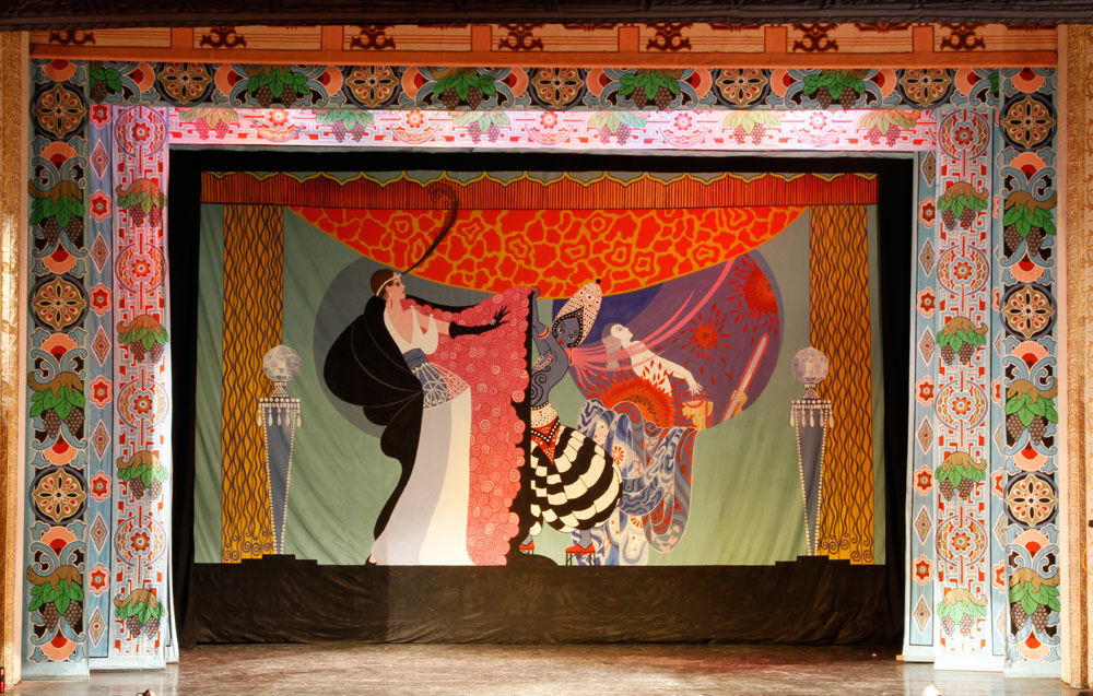 Appraisal: - Erte Curtain Backdrop Erte curtain backdrop hand painted canvas