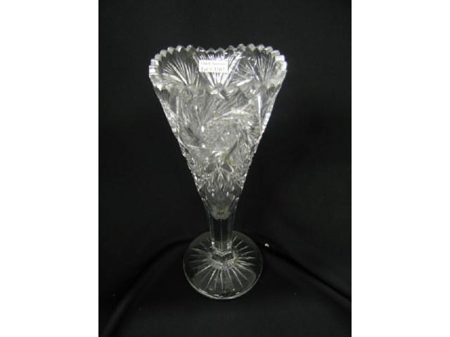 Appraisal: Brilliant Period Cut Glass Trumpet Vase pinwheel cane fan