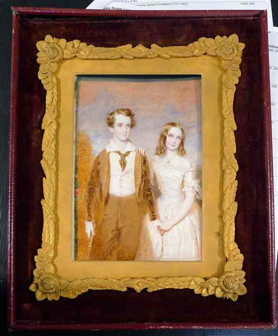 Appraisal: Victorian School oil on ivory Miniature of a brother and