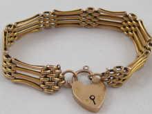 Appraisal: A yellow metal tests carat gold gate bracelet marked ct