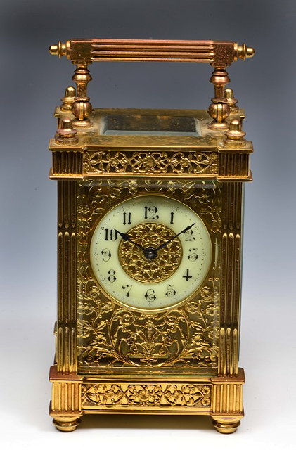 Appraisal: A LATE TH CENTURY FRENCH GILT BRASS CARRIAGE TIMEPIECE the