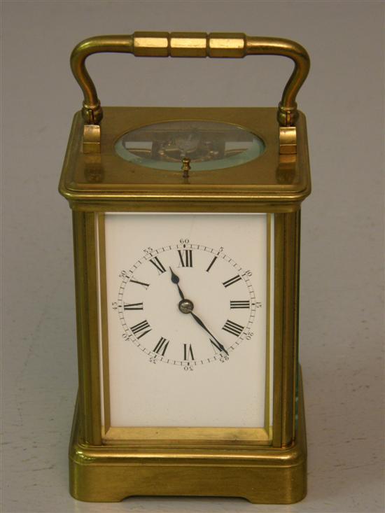 Appraisal: Brass carriage clock with eight day striking and repeating lever