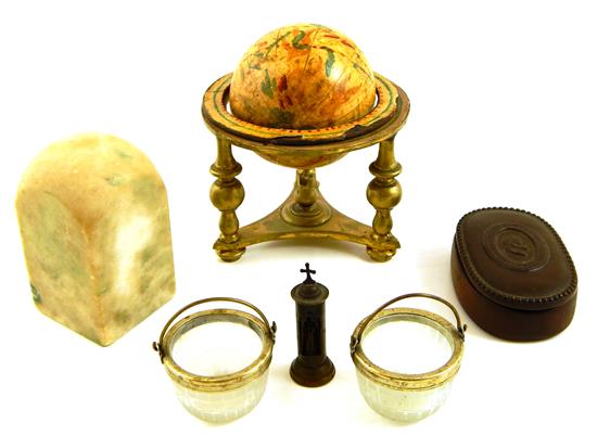 Appraisal: Continental decorative arts six pieces th C miniature desk globe