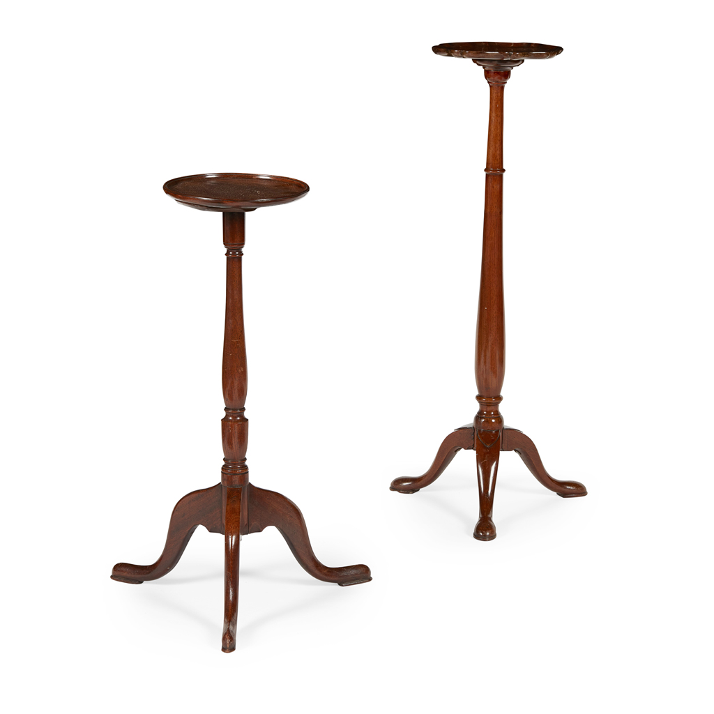 Appraisal: TWO GEORGIAN STYLE MAHOGANY STANDS TH CENTURY the first with