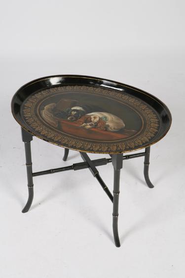 Appraisal: A VICTORIAN TOLE PEINTE TRAY with an oval raised border