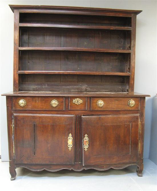 Appraisal: French provincial oak and walnut dresser th th century with