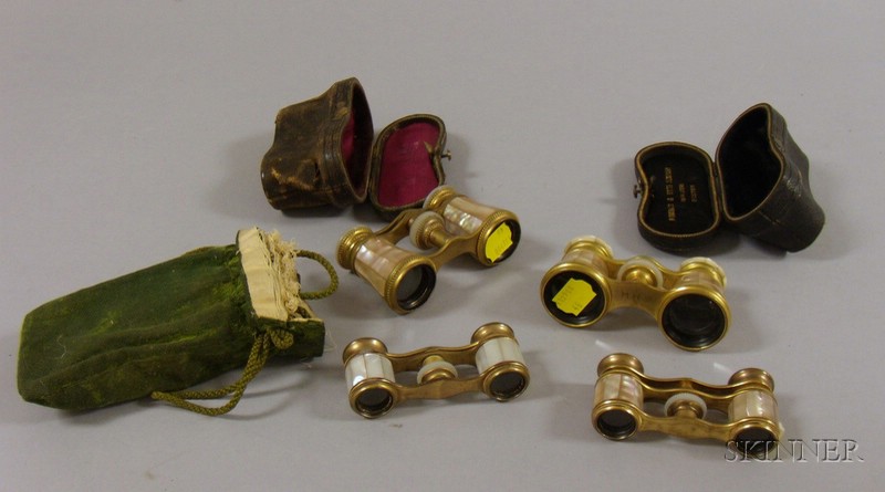 Appraisal: Four Pairs of Mother-of-Pearl and Brass Opera Glasses including two