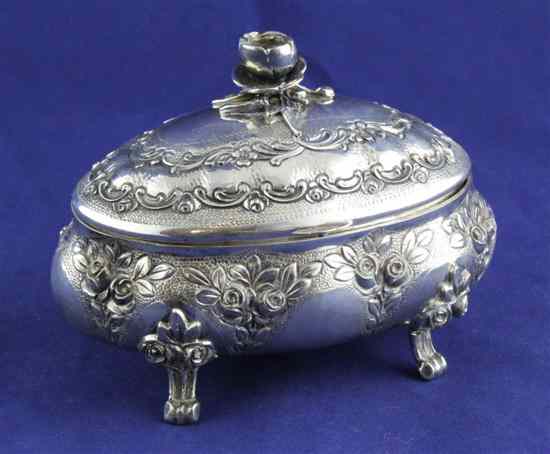 Appraisal: A th century German standard silver box of oval form