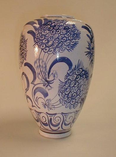 Appraisal: A Gouda pottery vase of shouldered ovoid form painted in