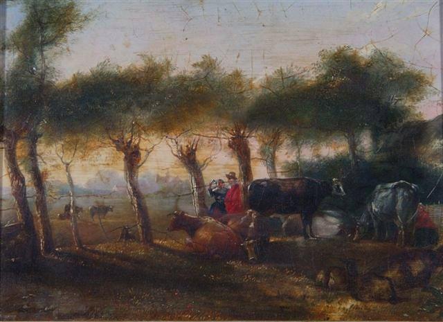 Appraisal: FOLLOWER OF ALBERT CUYP - Figures and cattle in a