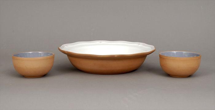 Appraisal: Three Loneoak Co Glazed Terracotta Bowls Largest in in diam