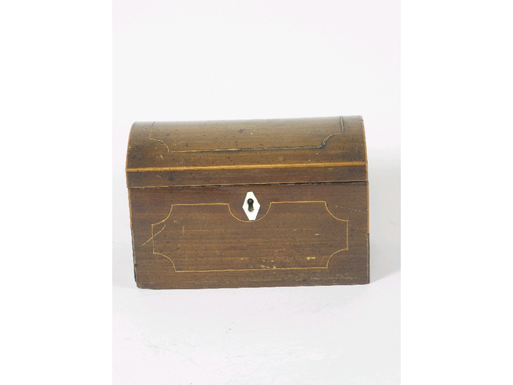 Appraisal: An early th Century mahogany domed Tea Caddy with satinwood