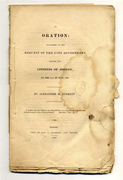 Appraisal: vols wrappers New England Pamphlets Everett Alexander H An Oration