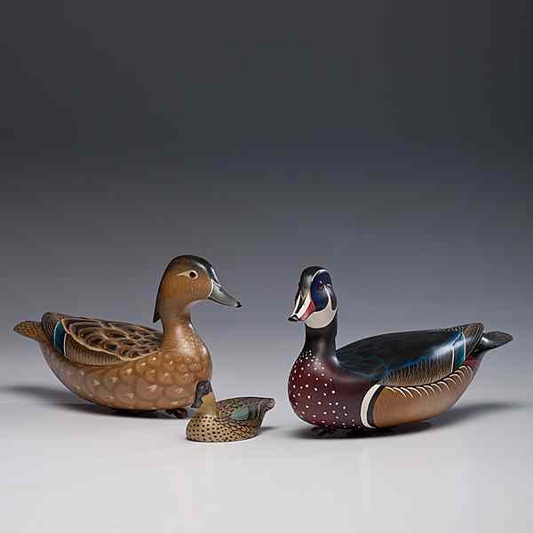 Appraisal: Decoys by Jode Hillman and Oliver Lawson American three carved