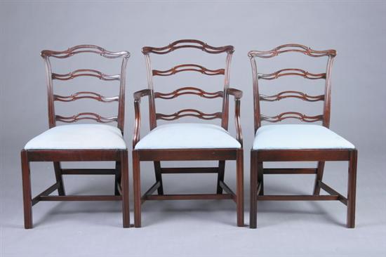 Appraisal: SET SIX CHIPPENDALE STYLE DINING CHAIRS th century mahogany two