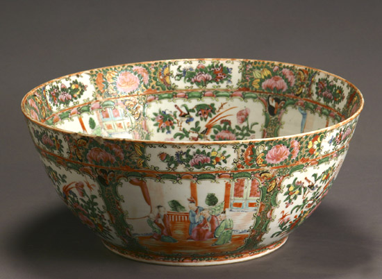 Appraisal: Chinese Export 'Rose Medallion' Punch Bowl Xianfeng-Tongzhi Period - Two