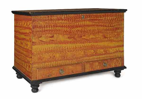 Appraisal: Lancaster County Pennsylvania painted poplar blanket chest ca retaining its