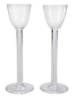 Appraisal: Pair Steuben Tall Wine Glasses American mid th century pair