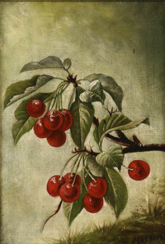 Appraisal: American School th Century Still Life with Cherries Unsigned located