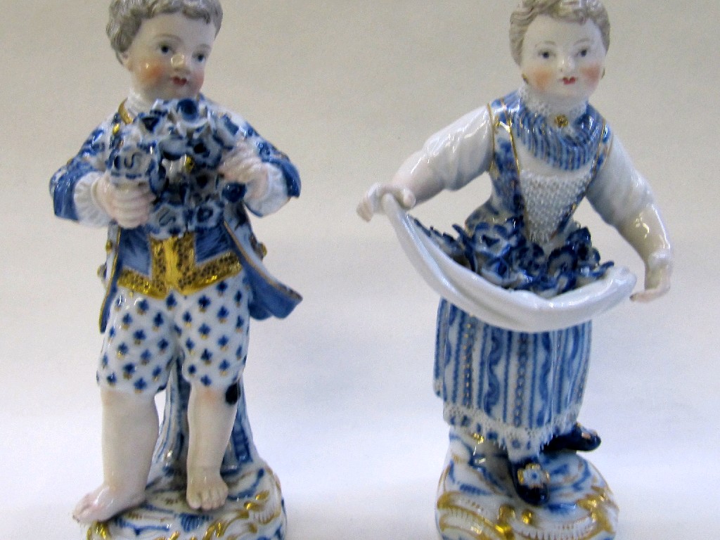 Appraisal: Pair of Meissen figures decorated in blue and gilt