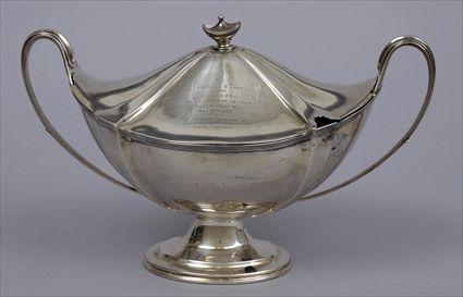 Appraisal: ENGLISH SILVER PRESENTATION TUREEN AND COVER Marks for Thomas Bradbury