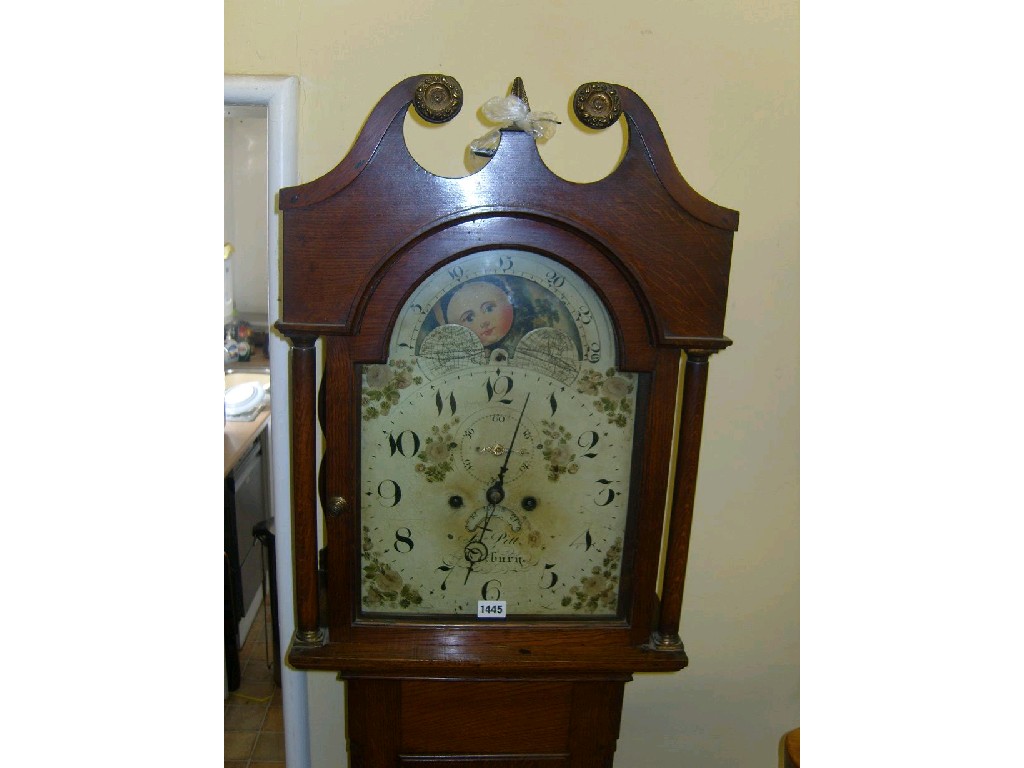 Appraisal: A th century oak cottage longcase clock with arched and