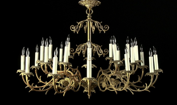 Appraisal: Regency-Style Cast-Brass Twelve-Arm Twenty-Four Light Chandelier mid- th century each