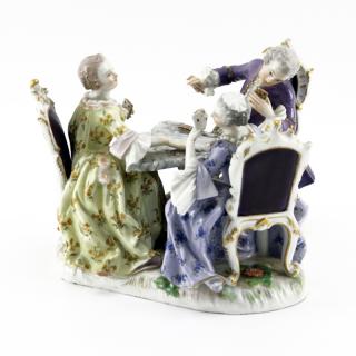 Appraisal: th Century Meissen Porcelain Figurine The Card Players Signed with