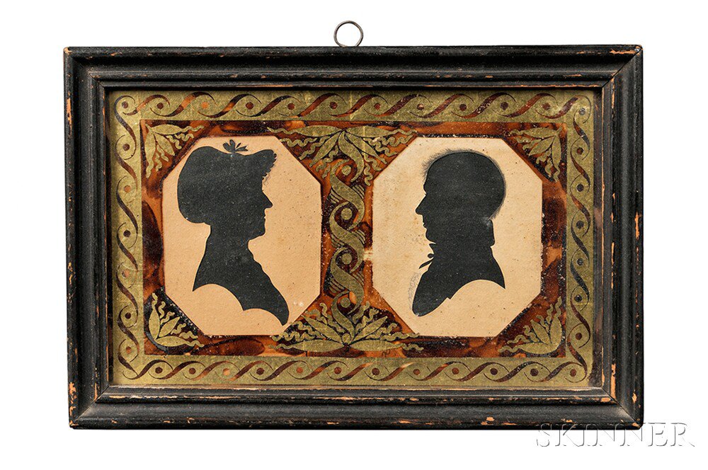 Appraisal: Double Silhouette Portrait possibly Connecticut second quarter th century hollow-cut