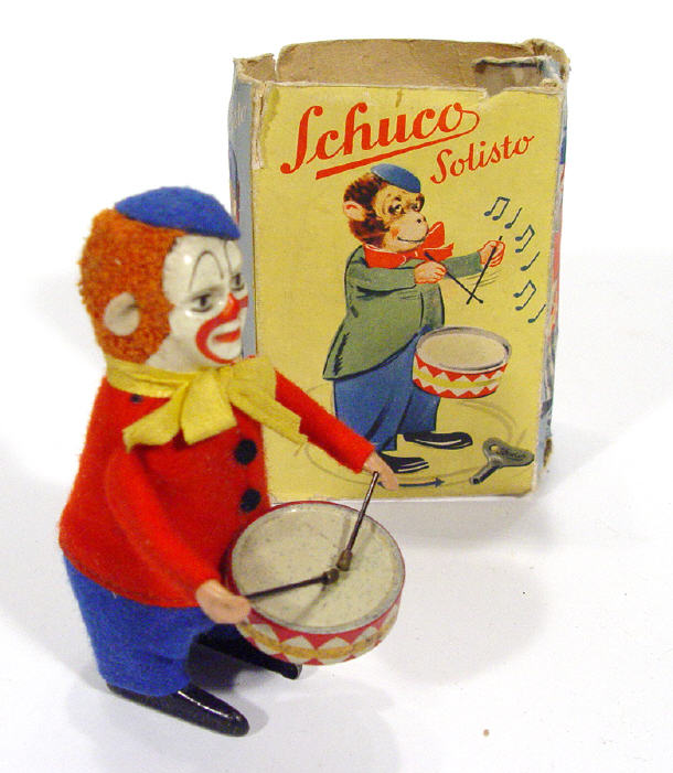 Appraisal: Boxed Schuco clockwork drumming clown figure cm high