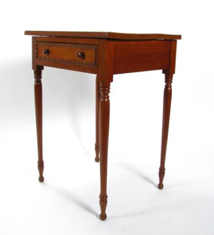 Appraisal: Antique Cherry One Drawer Table tapered turned legs circa late