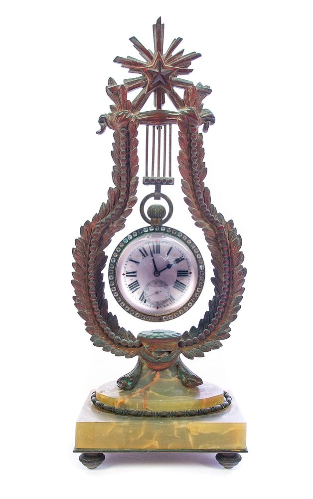 Appraisal: French Bronze Glass Paperweight Clock French Glass paperweight ball clock