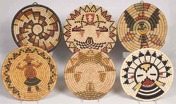 Appraisal: Hopi Second Mesa Basketry Trays lot of coiled yucca with