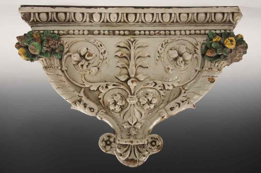 Appraisal: ITALIAN FAIENCE ARCHITECTURAL BRACKET - th- th c Tinware Glazed