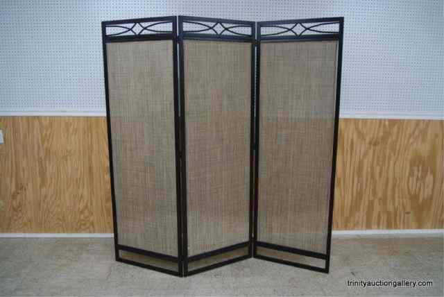 Appraisal: Metal and Woven Fabric Room Divider This is a very