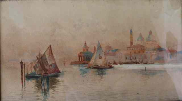 Appraisal: th Century Italian SchoolBoats sailing in Venice indistinctly signed watercolour