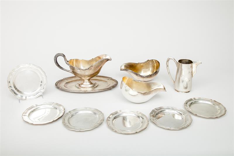 Appraisal: Austrian Silver Pitcher Six Austrian Silver Coasters and an Austrian