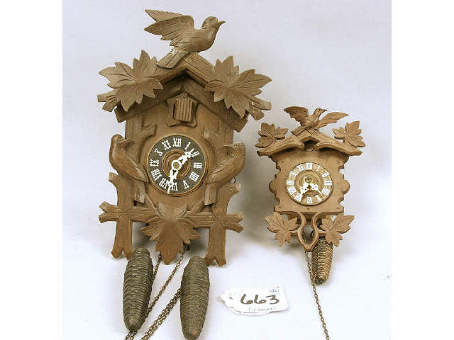 Appraisal: Box lot of small Black Forest made cuckoo clocks Estimate