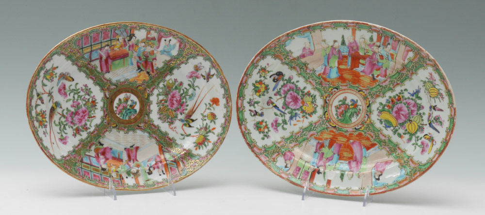 Appraisal: CHINESE ROSE MEDALLION SERVING PLATTERS oval platters with typical genre