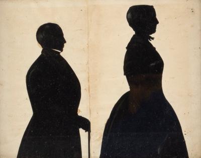 Appraisal: Regency School Silhouette Portrait of a Lady and Gentleman half-length