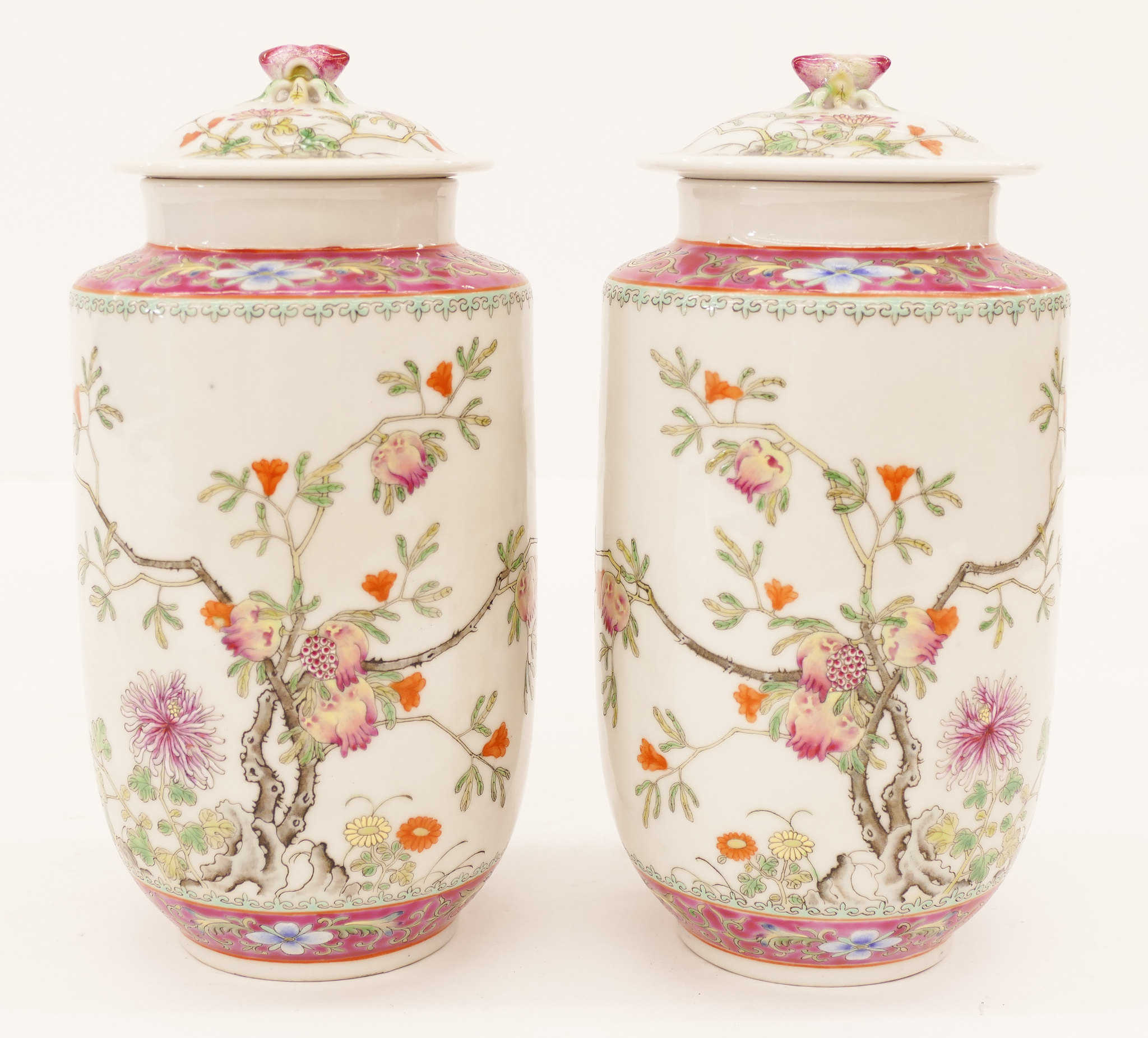 Appraisal: Pair Chinese Republic Famille Rose Porcelain Jars ''x '' A