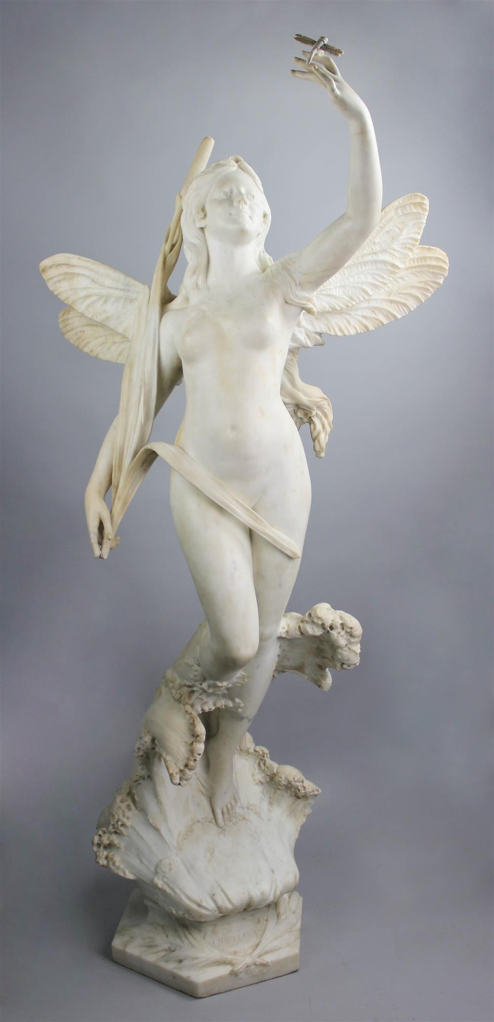 Appraisal: LARGE MARBLE FIGURE OF WATER NYMPH 'LIBELLULE ' ITALIAN TH