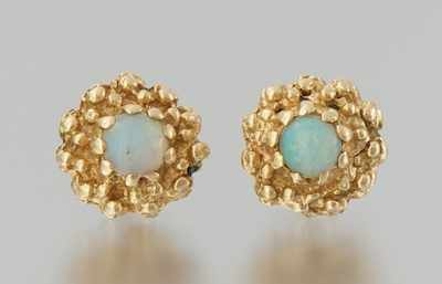 Appraisal: A Pair of Delicate Opal and Gold Earrings k yellow