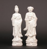 Appraisal: Pair of Chine Blanc Oriental Figures Pair of white glazed