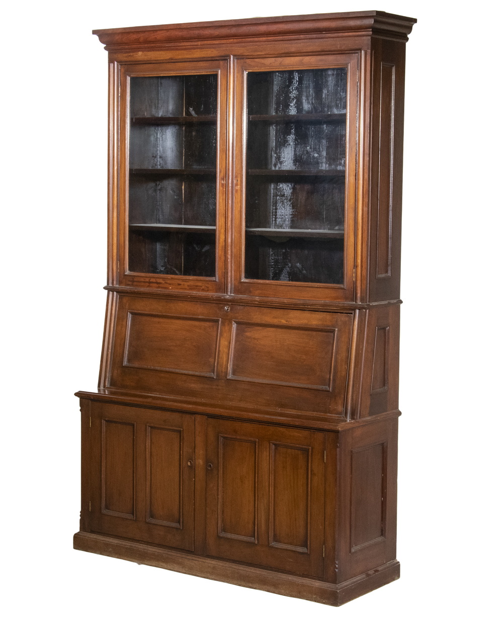 Appraisal: TWO-PIECE VICTORIAN WALNUT BOOKCASE TOP SECRETARY Molded top over two