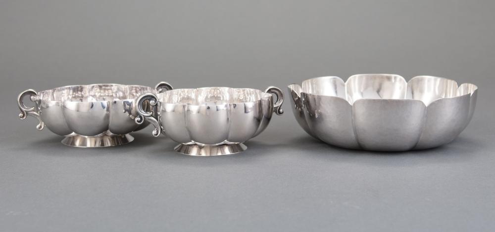 Appraisal: Three Mexican Sterling Silver Lobed Bowls Sanborn's Mexico City incl