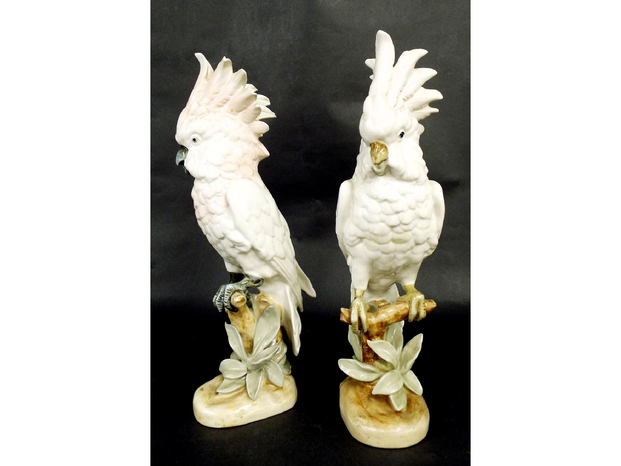 Appraisal: Two Royal Dux porcelain figures of cockatoos pink triangle stamp